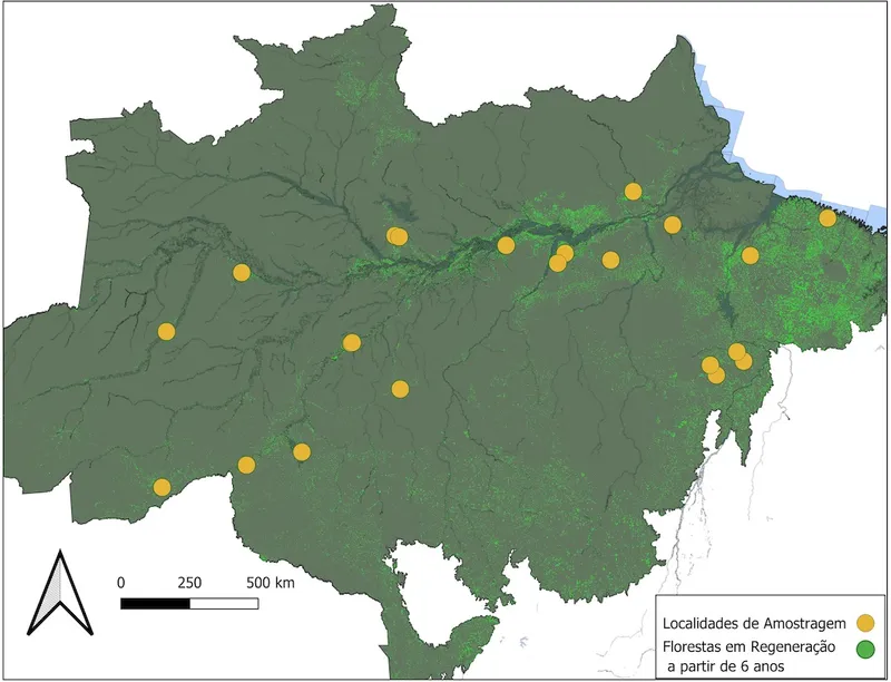 Mapa 1: Pontos das localidades distribuídas na Amazônia - GT 1